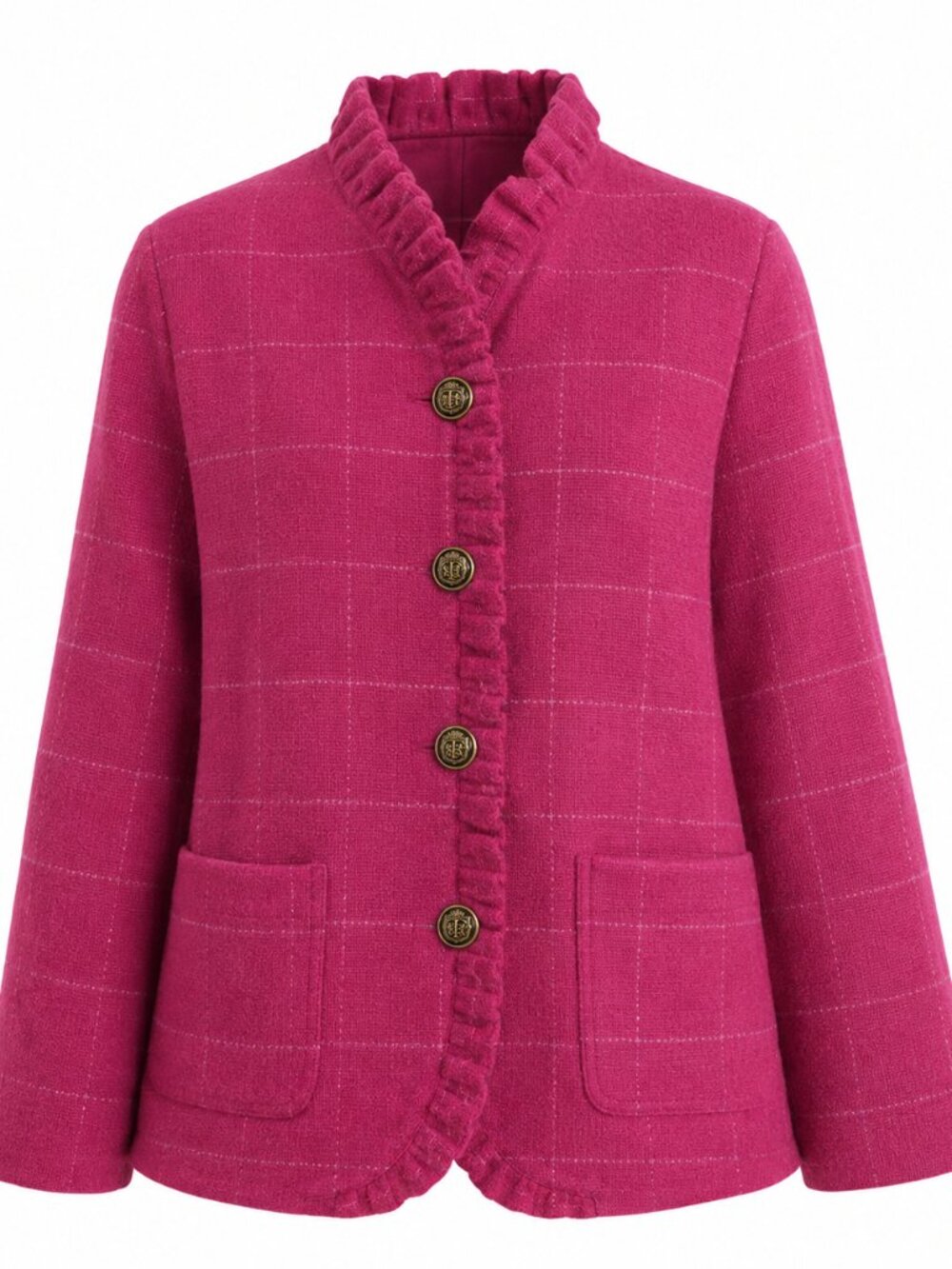 Talbots Pink Ruffled Wool Blazer Size 16W